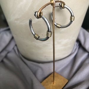 Tiffany & Co sterling hoops with gold wire